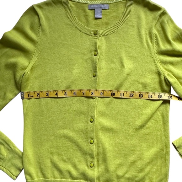Banana Republic Chartreuse Polka Dot Trim Cardigan Medium - Picture 7 of 9